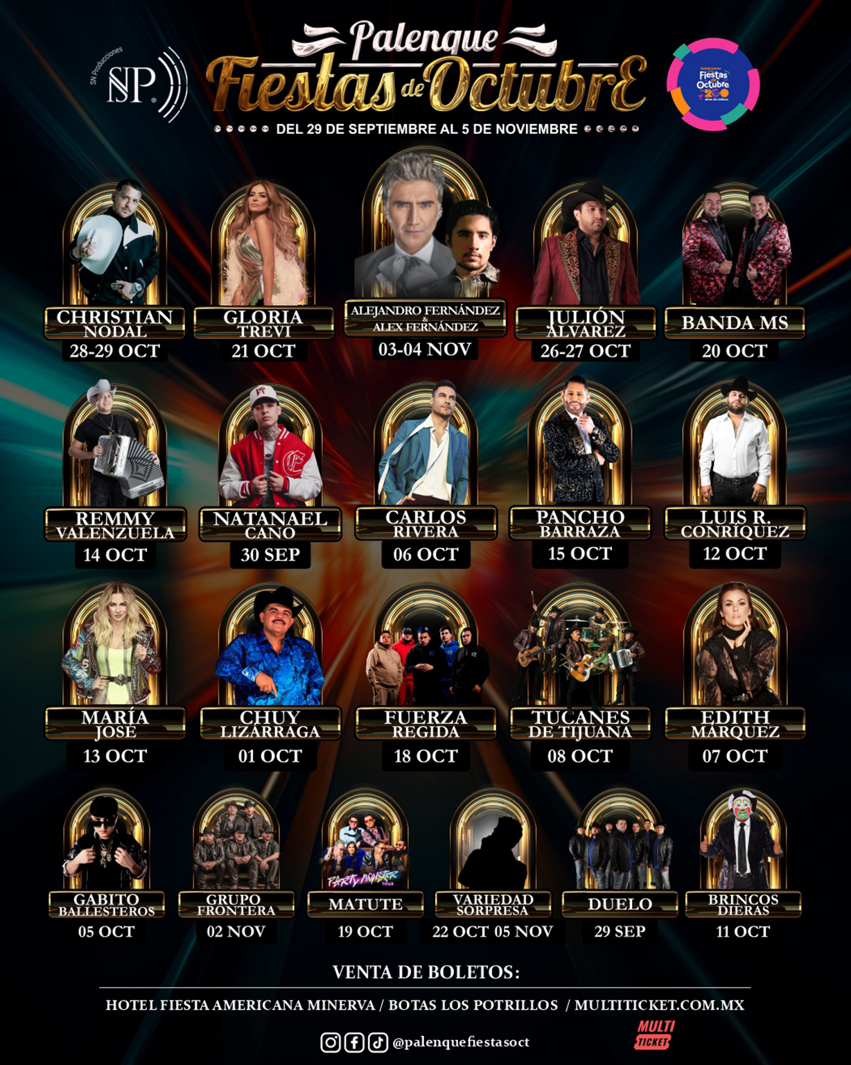 boletos Todos los Artistas Palenque Fiestas de Octubre 2023